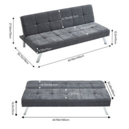 Living And Home Modern Grey Convertible Sofa Bed With Tufted Design - thumbnail 5