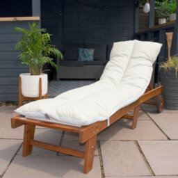 Cream Sun Lounger Cushions 60X190Cm British Made Recliner Pads With Straps - thumbnail 2