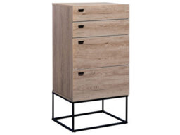 Wyld And Coco Rustic Chest Of Drawers 4-Tier Light Brown With Black Metal Base - 4 Drawers, Tall Storage Unit - thumbnail 2