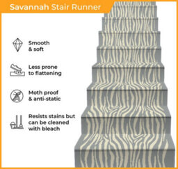 Savannah Stair Runner - Soft & Durable Carpet Runner For Stairs & Staircases, Multiple Lengths - thumbnail 3