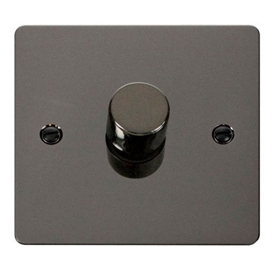 Flat Plate Black Nickel 1 Gang 2 Way Led 100W Trailing Edge Dimmer Light Switch - Se Home