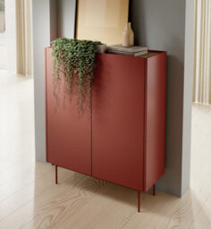 Arte Frisk Highboard Cabinet  - Stylish Living Room Furniture (H)1220mm (W)970mm (D)370mm - Clay Red