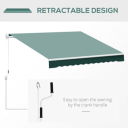 Outsunny Garden Sun Shade Canopy Retractable Awning, 2.5 X 2M, Green - thumbnail 7