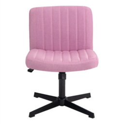 Pink Office Chair Fabric Padded Seat Armless Chair Swivel Mid-Back - thumbnail 5