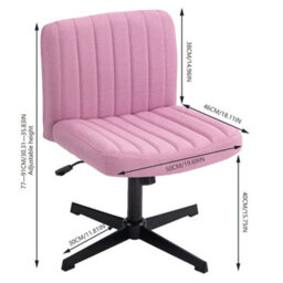 Pink Office Chair Fabric Padded Seat Armless Chair Swivel Mid-Back - thumbnail 2
