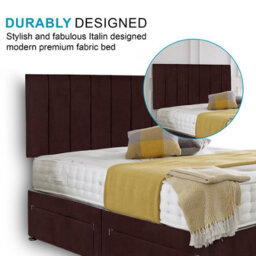 Dining Tables Oslo Matching Headboard Divan Set, 2 Drawer On Same Side With Sprung 1500 Comfort Mattress - Plush Velvet Mulburry - Double - thumbnail 3
