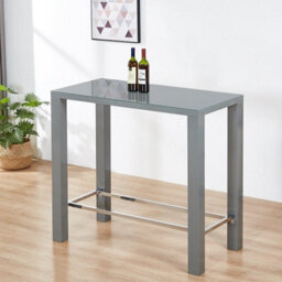 Furniture in Fashion Jam High Gloss Bar Table Rectangular Glass Top In Grey