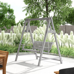 Outsunny 2 Seater Wooden Garden Swing Seat Hammock Bench Lounger, Grey - thumbnail 8