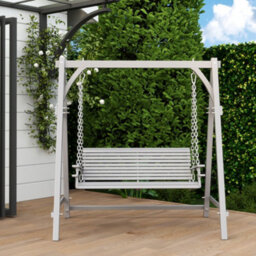 Outsunny 2 Seater Wooden Garden Swing Seat Hammock Bench Lounger, Grey - thumbnail 7