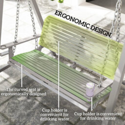 Outsunny 2 Seater Wooden Garden Swing Seat Hammock Bench Lounger, Grey - thumbnail 6