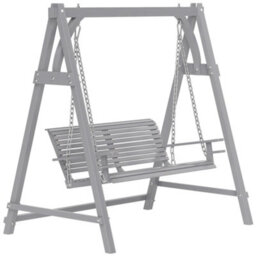 Outsunny 2 Seater Wooden Garden Swing Seat Hammock Bench Lounger, Grey - thumbnail 2