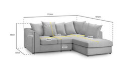 SquareBoxx Rivoli L Shape Corner Sofa In Grey Jumbo Cord - Right Hand Facing Chaise - thumbnail 9