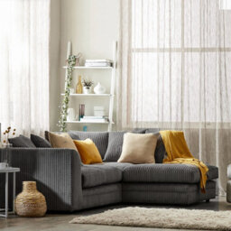 SquareBoxx Rivoli L Shape Corner Sofa In Grey Jumbo Cord - Right Hand Facing Chaise - thumbnail 2