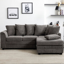 SquareBoxx Rivoli L Shape Corner Sofa In Grey Jumbo Cord - Right Hand Facing Chaise - thumbnail 1