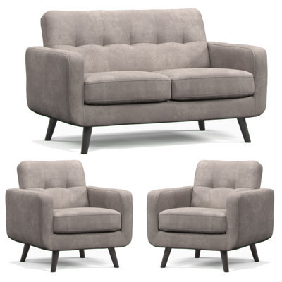 Furnishings For Less UK Kendal Fixed Back Antelope 3 Piece Sofa Suite 2 Seater And 2 Armchairs - image 1