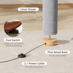 Light Grey 120 Cm Tall Floor Lamp For Warm Lighting In Living Space - thumbnail 4