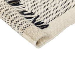 Wyld And Coco Handwoven Flatweave Rug Beige And Black 80 X 150 Cm With Tassels - thumbnail 5