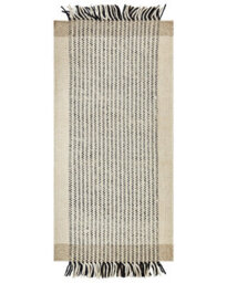Wyld And Coco Handwoven Flatweave Rug Beige And Black 80 X 150 Cm With Tassels - thumbnail 1