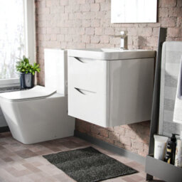 Nes Home 500mm White Wall Hung Basin Vanity Unit 2 Drawer Bathroom Storage Cabinet Gloss - thumbnail 3