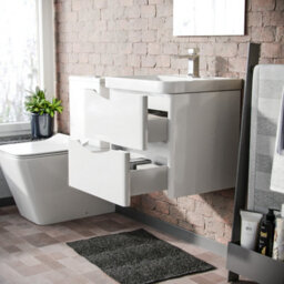 Nes Home 500mm White Wall Hung Basin Vanity Unit 2 Drawer Bathroom Storage Cabinet Gloss - thumbnail 6