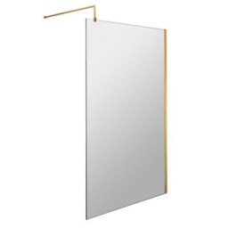 Dezine 8mm Brushed Brass 1700 X 900mm Fixed Side And End Screens With Shower Tray - thumbnail 2