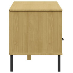 Berkfield Tv Cabinet With Metal Legs Brown Solid Wood Pine Oslo - thumbnail 6