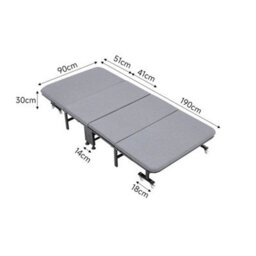 4 Fold Single Folding Bed With Wheels Portable Rollaway Fold Away Guest Bed Metal Frame - thumbnail 2