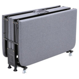 4 Fold Single Folding Bed With Wheels Portable Rollaway Fold Away Guest Bed Metal Frame - thumbnail 4