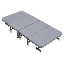 4 Fold Single Folding Bed With Wheels Portable Rollaway Fold Away Guest Bed Metal Frame - thumbnail 1