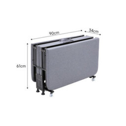 4 Fold Single Folding Bed With Wheels Portable Rollaway Fold Away Guest Bed Metal Frame - thumbnail 6