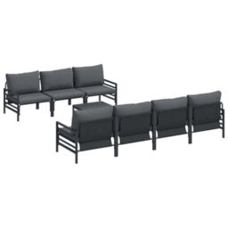 Walplus Garden Sofa Set With Cushion 8 Pcs Anthracite Steel & Fabric - thumbnail 2