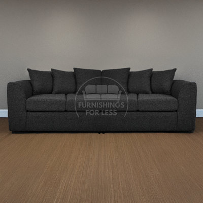Furnishings For Less UK Paris Charcoal Boucle Fabric Long 4 Seater Sofa - Scatter - image 1