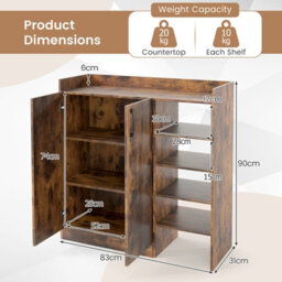 Gainoom Brown Shoe Cabinet Shoe Storage Organizer W/ 4 Open Shelves - thumbnail 2