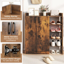 Gainoom Brown Shoe Cabinet Shoe Storage Organizer W/ 4 Open Shelves - thumbnail 5