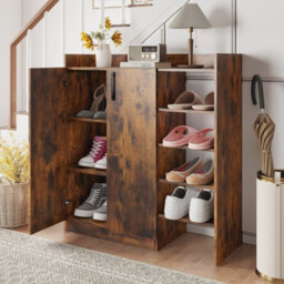 Gainoom Brown Shoe Cabinet Shoe Storage Organizer W/ 4 Open Shelves - thumbnail 6