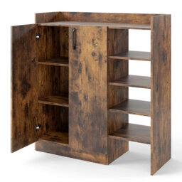Gainoom Brown Shoe Cabinet Shoe Storage Organizer W/ 4 Open Shelves - thumbnail 9