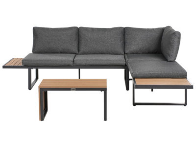 Wyld And Coco Modular Garden Corner Sofa Set Grey Cushions 4-Seater L238 X D168 X H76Cm - image 1