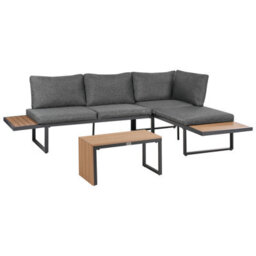 Wyld And Coco Modular Garden Corner Sofa Set Grey Cushions 4-Seater L238 X D168 X H76Cm - thumbnail 4