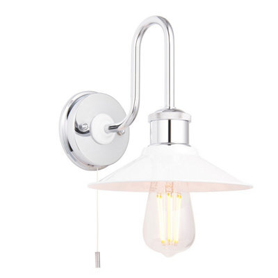 Luminosa Lighting Luminosa Fiumicino Bathroom Metal Wall Lamp, Chrome Plate, Gloss White, Ip44 - image 1