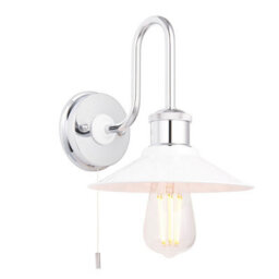 Luminosa Lighting Luminosa Fiumicino Bathroom Metal Wall Lamp, Chrome Plate, Gloss White, Ip44 - thumbnail 1