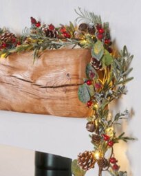 WeRChristmas 9 Ft Pre-Lit Frosted Artificial Christmas Garland With Eucalyptus, Pinecones And Berries, 55 Warm White Leds - thumbnail 2