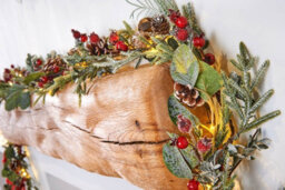 WeRChristmas 9 Ft Pre-Lit Frosted Artificial Christmas Garland With Eucalyptus, Pinecones And Berries, 55 Warm White Leds - thumbnail 3
