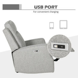 Homcom Electric Armchair, Fabric Recliner Chair With Usb Port, Grey - thumbnail 7