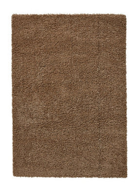 Beige Plain Shaggy Rug, 50mm Thick Stain-Resistant Rug, Modern Rug For Bedroom, Livingroom, & Diningroom-133Cm (Circle) - image 1