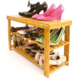 3 Tier Bamboo Shoe Rack - Wooden Shoe Stand Storage Organizer Bench For Hallway, Entryway, Living Room - H45 X W70 X D28.5Cm - thumbnail 6