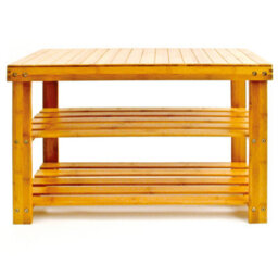 3 Tier Bamboo Shoe Rack - Wooden Shoe Stand Storage Organizer Bench For Hallway, Entryway, Living Room - H45 X W70 X D28.5Cm - thumbnail 4