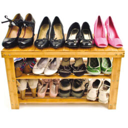 3 Tier Bamboo Shoe Rack - Wooden Shoe Stand Storage Organizer Bench For Hallway, Entryway, Living Room - H45 X W70 X D28.5Cm - thumbnail 5