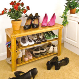 3 Tier Bamboo Shoe Rack - Wooden Shoe Stand Storage Organizer Bench For Hallway, Entryway, Living Room - H45 X W70 X D28.5Cm - thumbnail 8