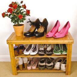 3 Tier Bamboo Shoe Rack - Wooden Shoe Stand Storage Organizer Bench For Hallway, Entryway, Living Room - H45 X W70 X D28.5Cm - thumbnail 9