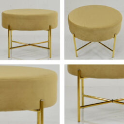 Lakeland Furniture Avon Camel Cream Velvet Gold Leg Foot Stool - thumbnail 2